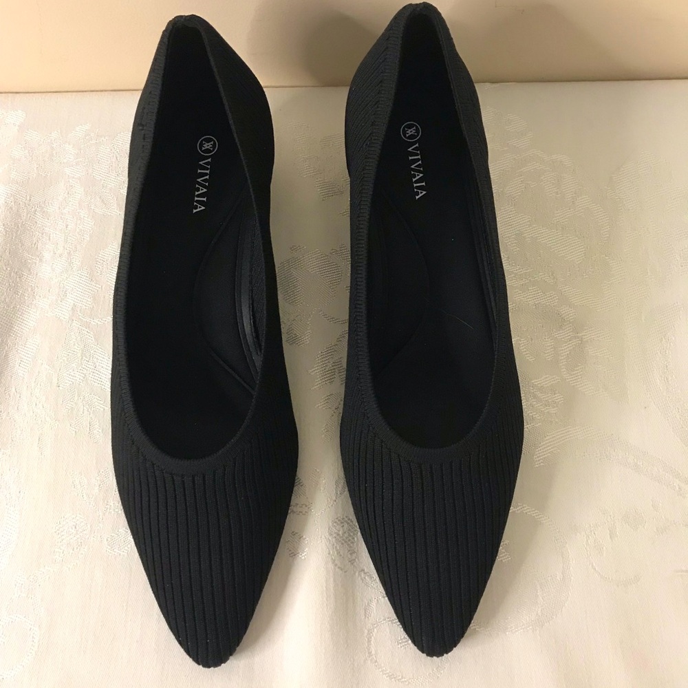 Vivaia Women’s Black Knit Low Wedge Heels